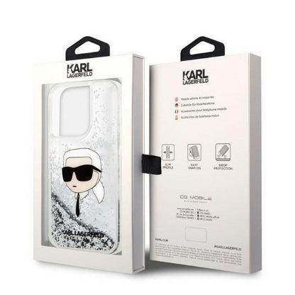 Capa para Apple iPhone 14 Pro Max, Karl Lagerfeld, Glitter Karl's Head, Prateada