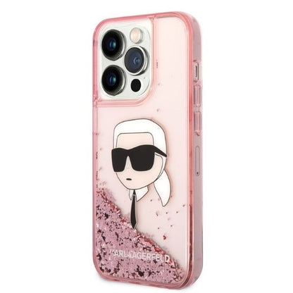Capa para Apple iPhone 14 Pro Max, Karl Lagerfeld, Glitter Karl's Head, Rosa