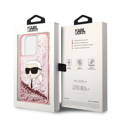 Capa para Apple iPhone 14 Pro Max, Karl Lagerfeld, Glitter Karl's Head, Rosa