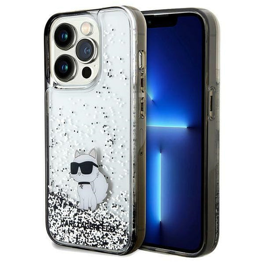 Case for Apple iPhone 14 Pro Max, Karl Lagerfeld, Liquid Glitter Choupette, Transparent