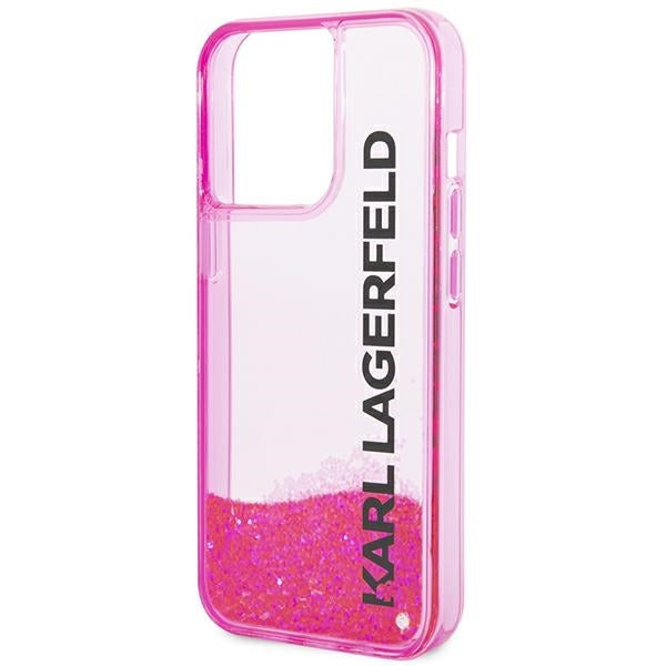 Capa para Apple iPhone 14 Pro Max, Karl Lagerfeld, Liquid Glitter KL Logo, Rosa