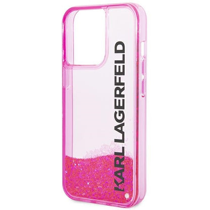 Capa para Apple iPhone 14 Pro Max, Karl Lagerfeld, Liquid Glitter KL Logo, Rosa