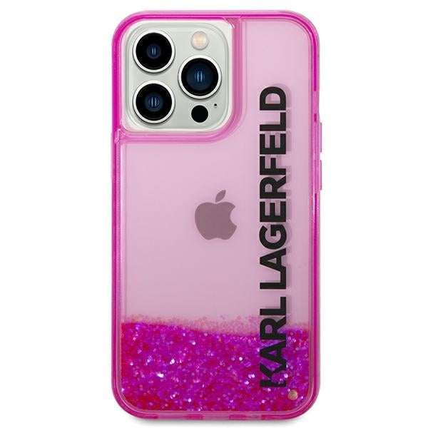 Capa para Apple iPhone 14 Pro Max, Karl Lagerfeld, Liquid Glitter KL Logo, Rosa
