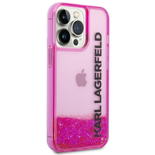 Capa para Apple iPhone 14 Pro Max, Karl Lagerfeld, Liquid Glitter KL Logo, Rosa