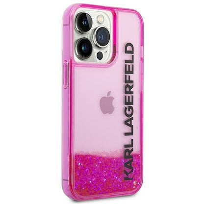 Capa para Apple iPhone 14 Pro Max, Karl Lagerfeld, Liquid Glitter KL Logo, Rosa