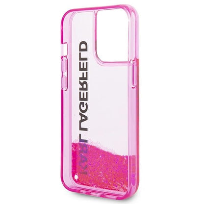 Capa para Apple iPhone 14 Pro Max, Karl Lagerfeld, Liquid Glitter KL Logo, Rosa