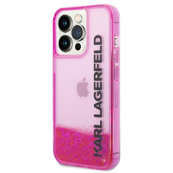 Capa para Apple iPhone 14 Pro Max, Karl Lagerfeld, Liquid Glitter KL Logo, Rosa