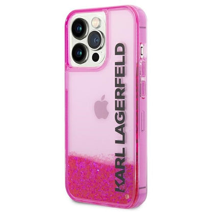 Capa para Apple iPhone 14 Pro Max, Karl Lagerfeld, Liquid Glitter KL Logo, Rosa
