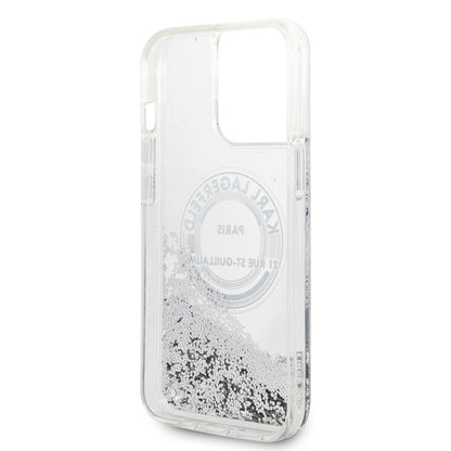 Capa para Apple iPhone 14 Pro Max, Karl Lagerfeld, Liquid Glitter RSG, Prateada