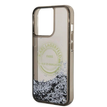 Capa para Apple iPhone 14 Pro Max, Karl Lagerfeld, Liquid Glitter RSG, Preta