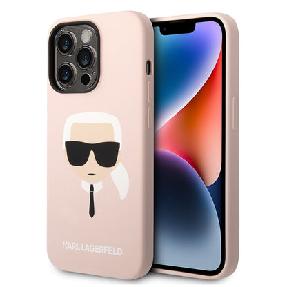 Capa para Apple iPhone 14 Pro Max, Karl Lagerfeld, Silicone Karl's Head, Rosa
