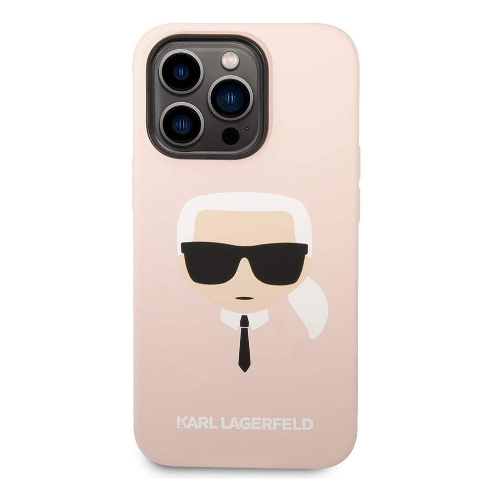 Capa para Apple iPhone 14 Pro Max, Karl Lagerfeld, Silicone Karl's Head, Rosa