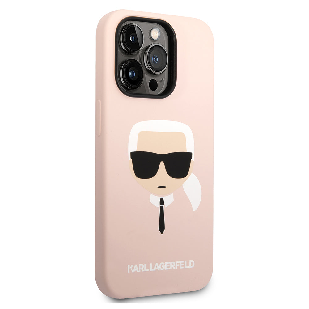 Capa para Apple iPhone 14 Pro Max, Karl Lagerfeld, Silicone Karl's Head, Rosa
