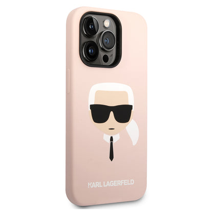 Capa para Apple iPhone 14 Pro Max, Karl Lagerfeld, Silicone Karl's Head, Rosa