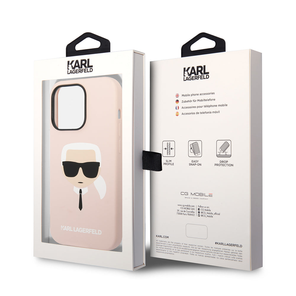 Capa para Apple iPhone 14 Pro Max, Karl Lagerfeld, Silicone Karl's Head, Rosa