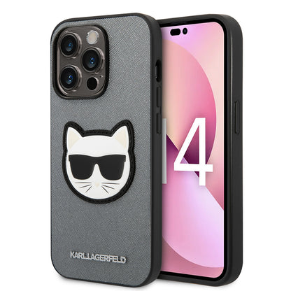 Capa para Apple iPhone 14 Pro Max, Karl Lagerfeld, Saffiano Choupette's Head, Prateada