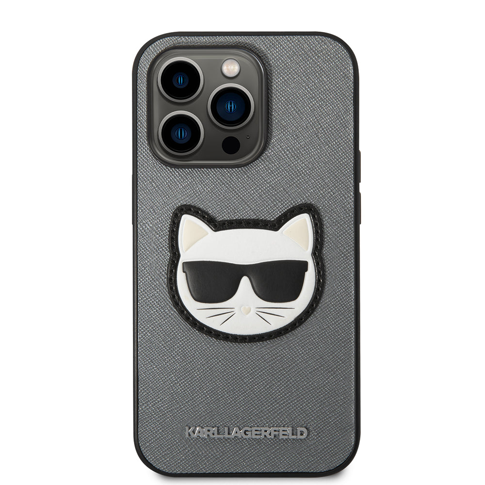 Capa para Apple iPhone 14 Pro Max, Karl Lagerfeld, Saffiano Choupette's Head, Prateada