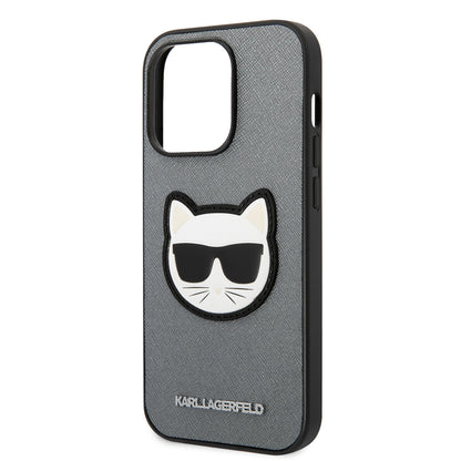 Capa para Apple iPhone 14 Pro Max, Karl Lagerfeld, Saffiano Choupette's Head, Prateada