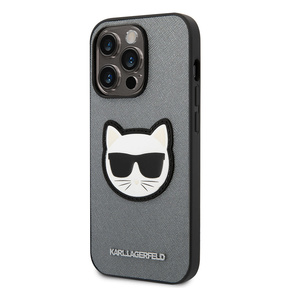 Capa para Apple iPhone 14 Pro Max, Karl Lagerfeld, Saffiano Choupette's Head, Prateada