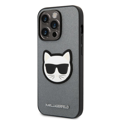 Capa para Apple iPhone 14 Pro Max, Karl Lagerfeld, Saffiano Choupette's Head, Prateada