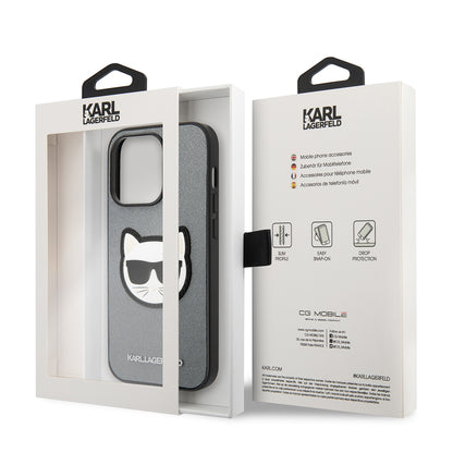 Capa para Apple iPhone 14 Pro Max, Karl Lagerfeld, Saffiano Choupette's Head, Prateada