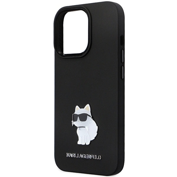 Case for Apple iPhone 14 Pro Max, Karl Lagerfeld, Silicone Choupette Metal, Black