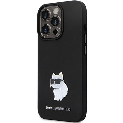Case for Apple iPhone 14 Pro Max, Karl Lagerfeld, Silicone Choupette Metal, Black