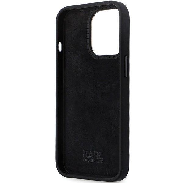 Capa para Apple iPhone 14 Pro Max, Karl Lagerfeld, Silicone Ikonik Karl Metal, Preta
