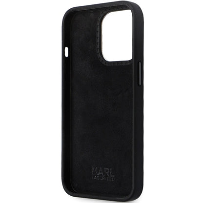 Capa para Apple iPhone 14 Pro Max, Karl Lagerfeld, Silicone Ikonik Karl Metal, Preta