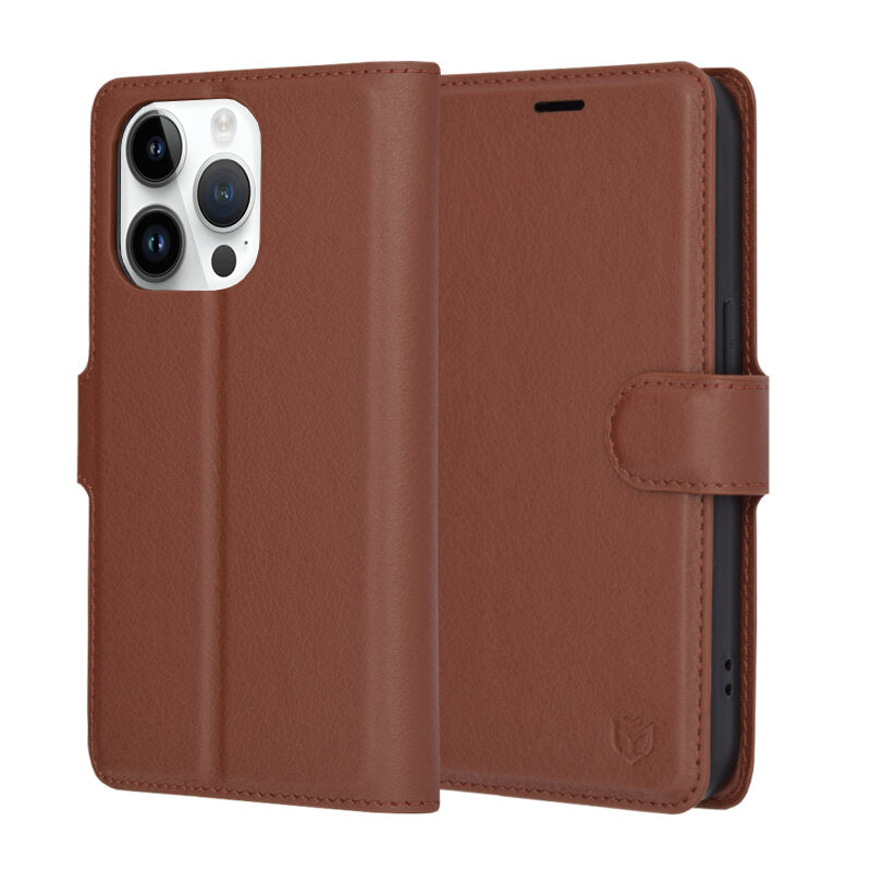 Capa para Apple iPhone 14 Pro, Techsuit, Leather Folio, Castanha