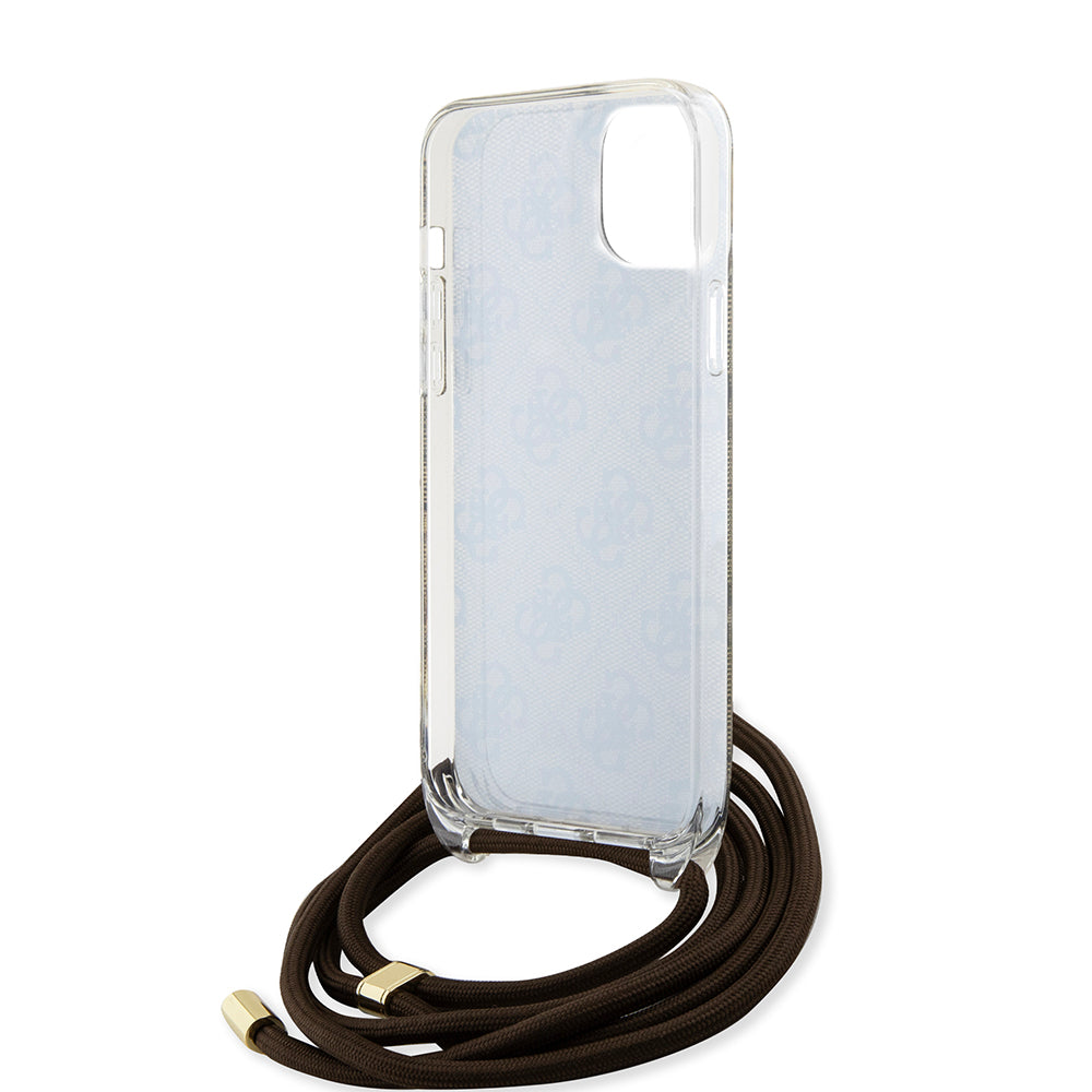 Case for Apple iPhone 15, Guess, 4G IML Printed Crossbody, Brown