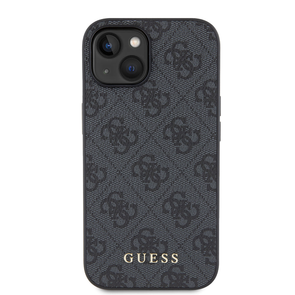 Capa para Apple iPhone 15, Guess, 4G Metal Gold Logo, Cinza
