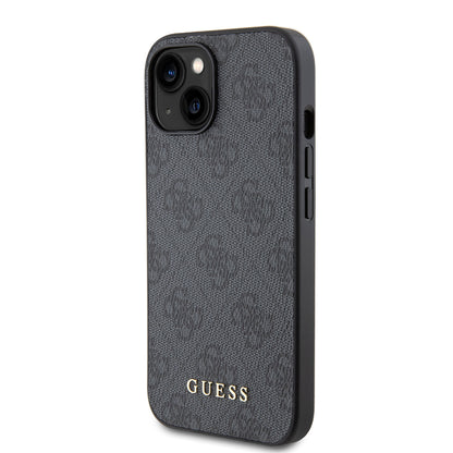 Capa para Apple iPhone 15, Guess, 4G Metal Gold Logo, Cinza