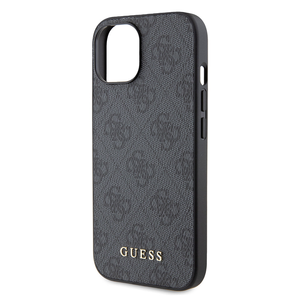 Capa para Apple iPhone 15, Guess, 4G Metal Gold Logo, Cinza