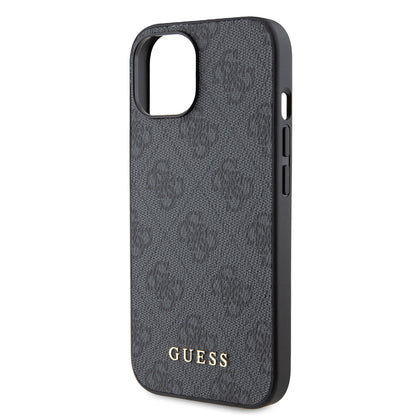 Capa para Apple iPhone 15, Guess, 4G Metal Gold Logo, Cinza