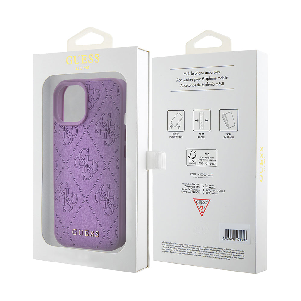 Capa para Apple iPhone 15, Guess, 4G Estampado, Lilás Claro