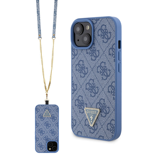 Capa para Apple iPhone 15, Guess, Crossbody 4G Metal Logo, Azul