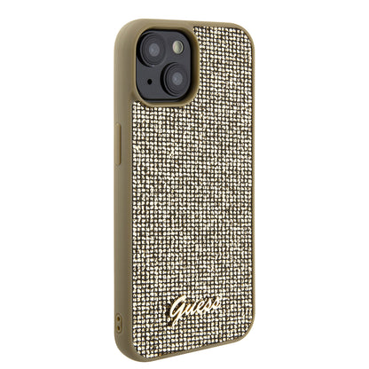 Capa para Apple iPhone 15, Guess, Disco Metal Script, Dourada