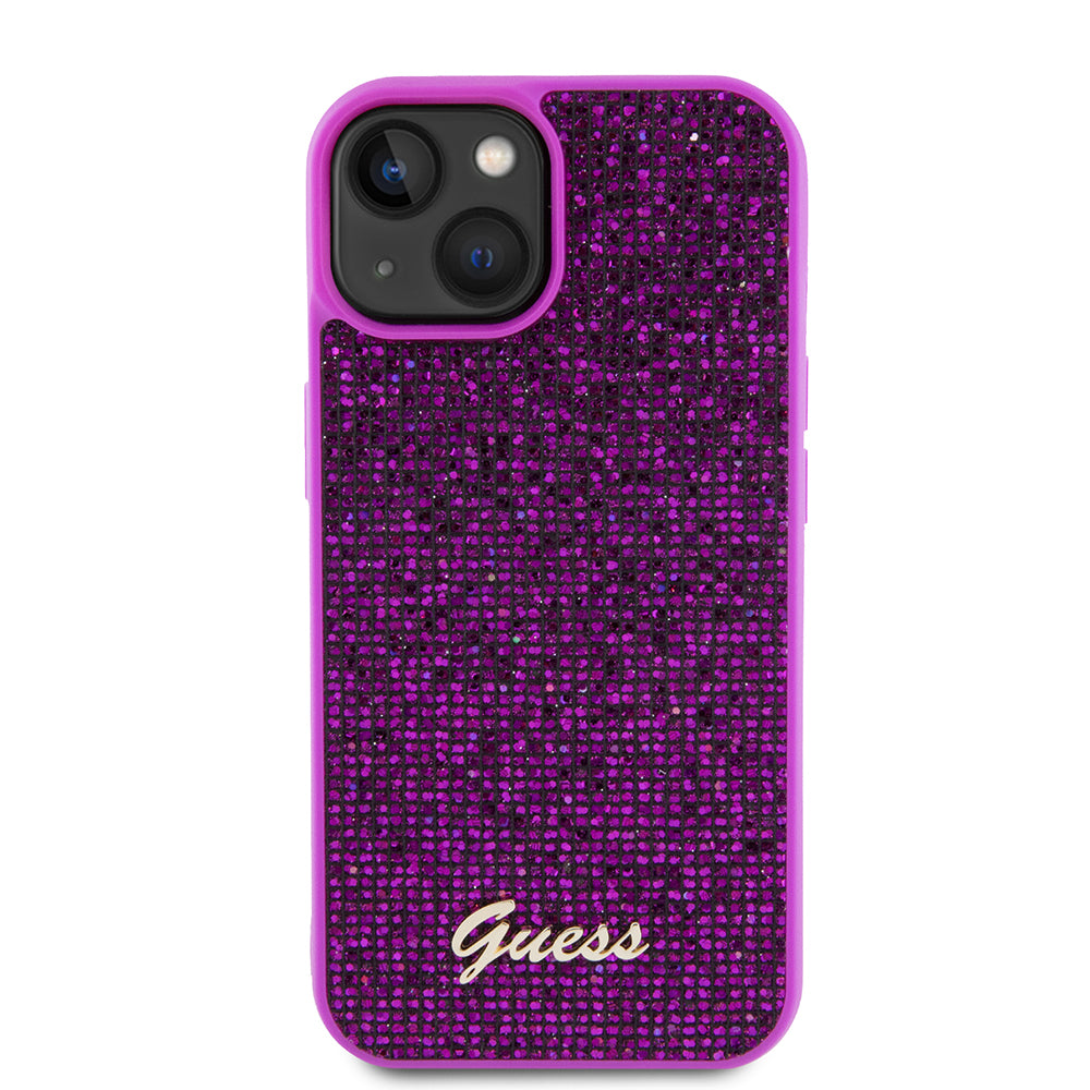 Capa para Apple iPhone 15, Guess, Disco Metal Script, Fúcsia