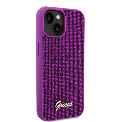 Capa para Apple iPhone 15, Guess, Disco Metal Script, Fúcsia