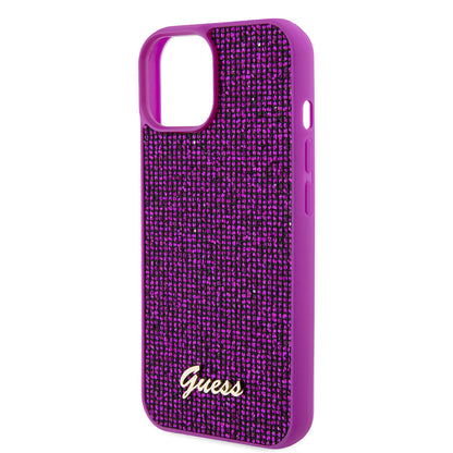 Capa para Apple iPhone 15, Guess, Disco Metal Script, Fúcsia