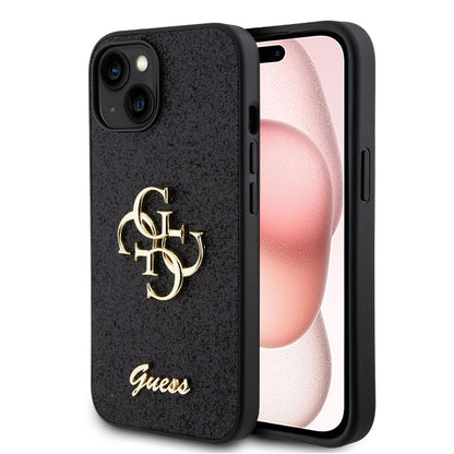 Capa para Apple iPhone 15, Guess, Glitter Big 4G Script, Preta