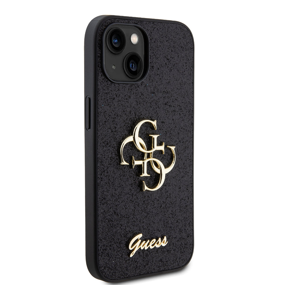 Capa para Apple iPhone 15, Guess, Glitter Big 4G Script, Preta