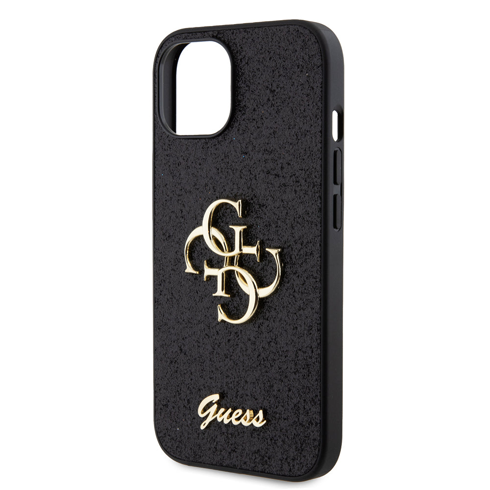 Capa para Apple iPhone 15, Guess, Glitter Big 4G Script, Preta