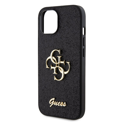 Capa para Apple iPhone 15, Guess, Glitter Big 4G Script, Preta