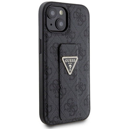 Capa para Apple iPhone 15, Guess, Grip Stand 4G Triangle Strass, Preta