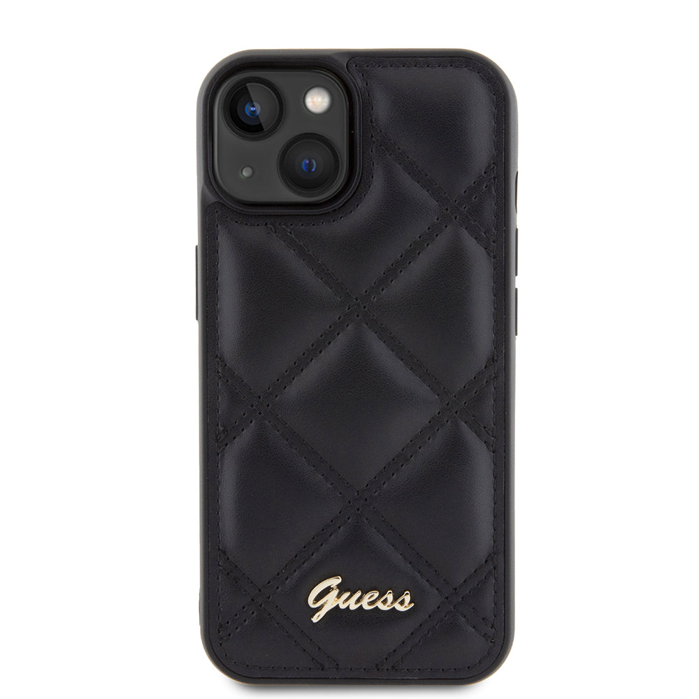 Capa para Apple iPhone 15, Guess, Quilted Metal Logo, Preta