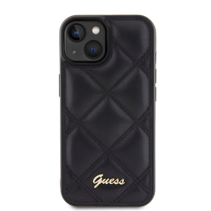 Capa para Apple iPhone 15, Guess, Quilted Metal Logo, Preta