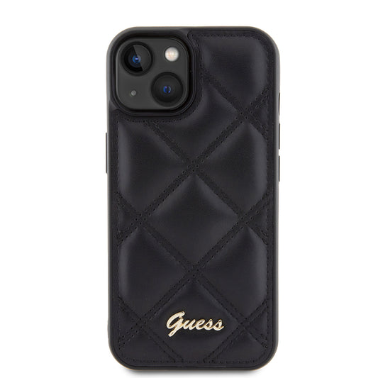 Capa para Apple iPhone 15, Guess, Quilted Metal Logo, Preta