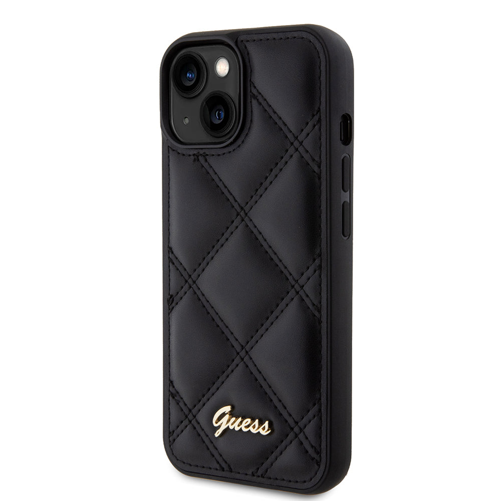 Capa para Apple iPhone 15, Guess, Quilted Metal Logo, Preta